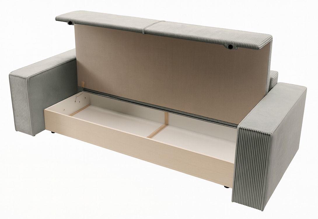 Kanapa rozkładana trzyosobowa Farese z pojemnikiem kremowa sztruks  - zdjęcie 6