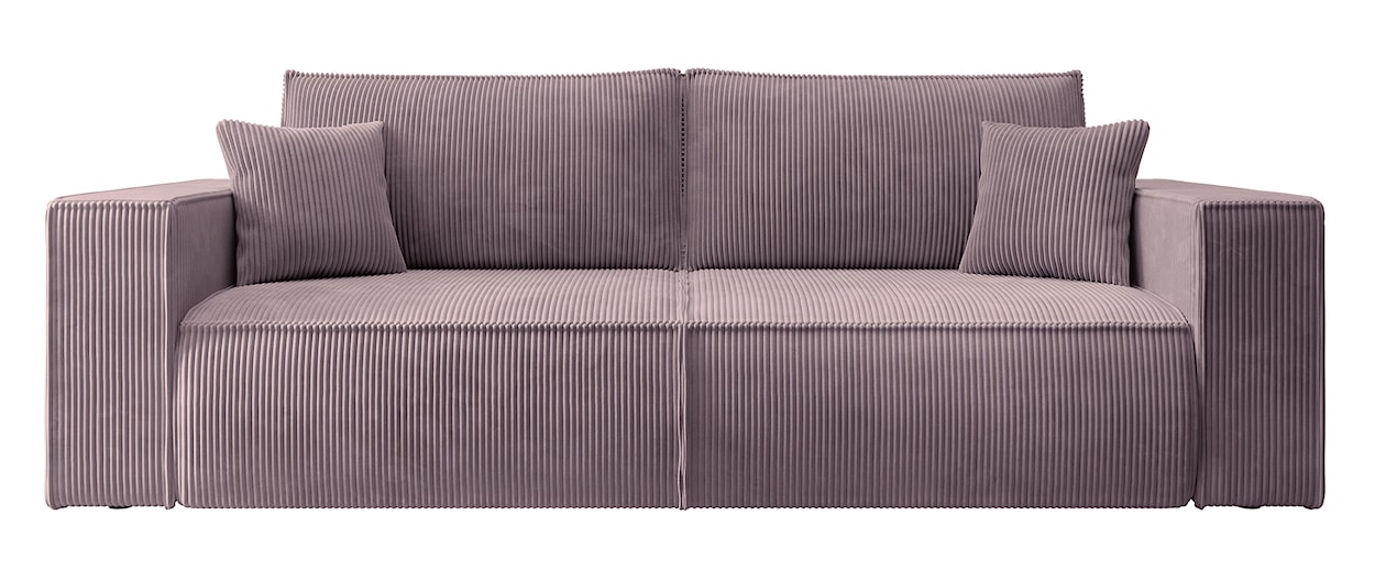 Kanapa rozkładana trzyosobowa Farese z pojemnikiem różowa sztruks