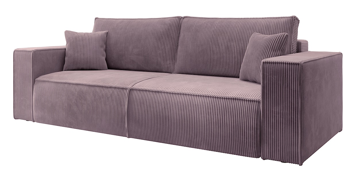 Kanapa rozkładana trzyosobowa Farese z pojemnikiem różowa sztruks  - zdjęcie 4