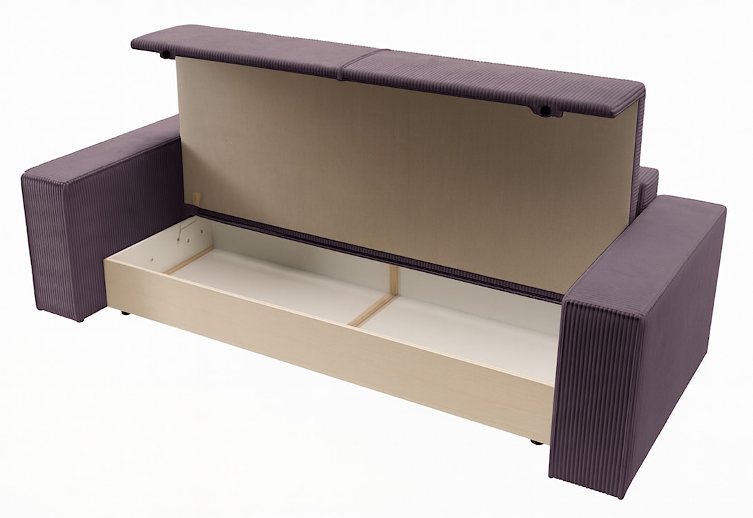 Kanapa rozkładana trzyosobowa Farese z pojemnikiem różowa sztruks  - zdjęcie 6