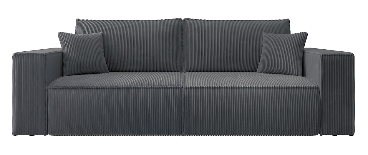 Kanapa rozkładana trzyosobowa Farese z pojemnikiem szara sztruks 