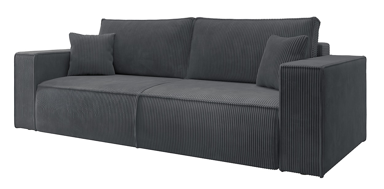 Kanapa rozkładana trzyosobowa Farese z pojemnikiem szara sztruks  - zdjęcie 4