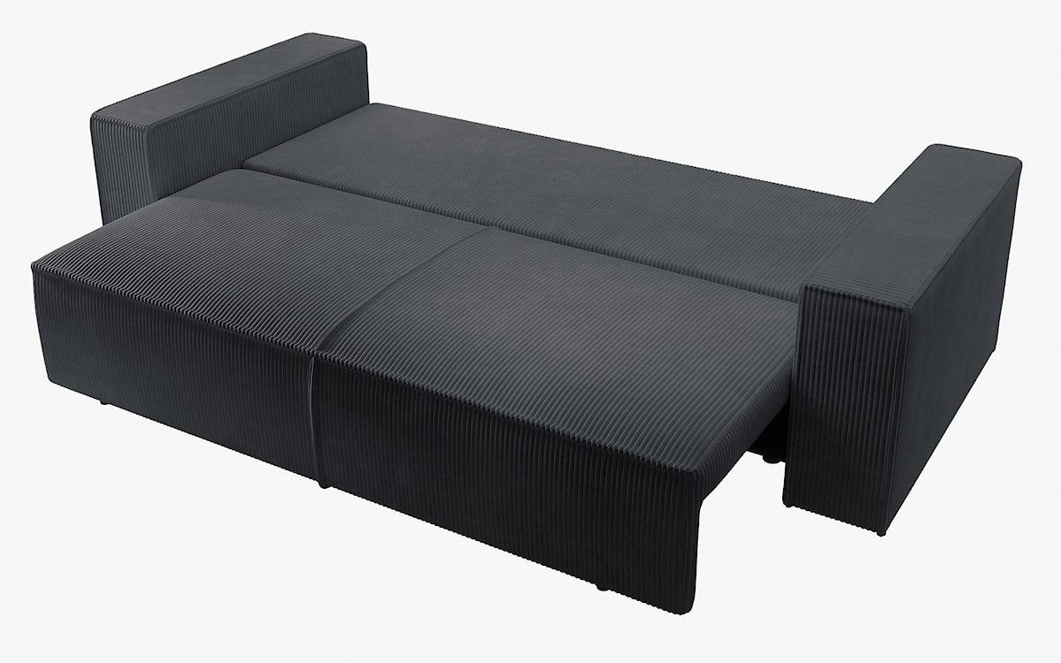 Kanapa rozkładana trzyosobowa Farese z pojemnikiem szara sztruks  - zdjęcie 5