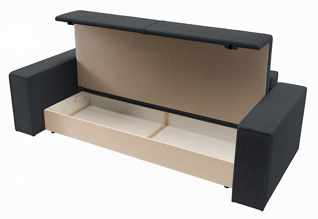 Kanapa rozkładana trzyosobowa Farese z pojemnikiem szara sztruks  - zdjęcie 6