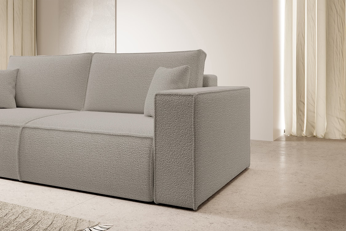 Kanapa rozkładana trzyosobowa Farese z pojemnikiem brązowa boucle  - zdjęcie 5