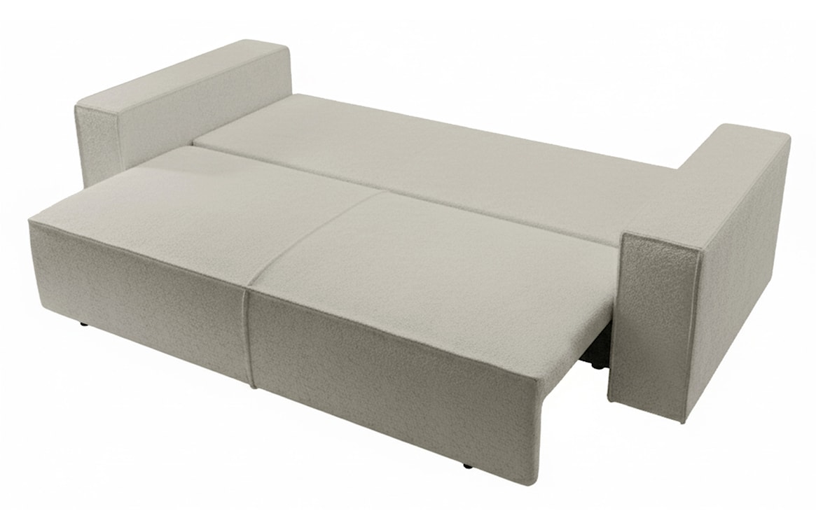 Kanapa rozkładana trzyosobowa Farese z pojemnikiem beżowa boucle  - zdjęcie 3