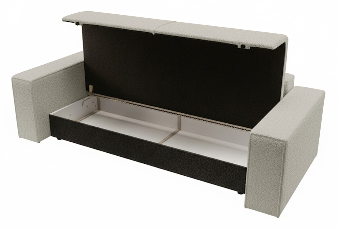 Kanapa rozkładana trzyosobowa Farese z pojemnikiem beżowa boucle  - zdjęcie 4