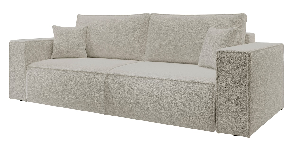 Kanapa rozkładana trzyosobowa Farese z pojemnikiem beżowa boucle  - zdjęcie 8