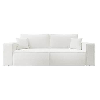 Kanapa rozkładana trzyosobowa Farese z pojemnikiem kremowa boucle