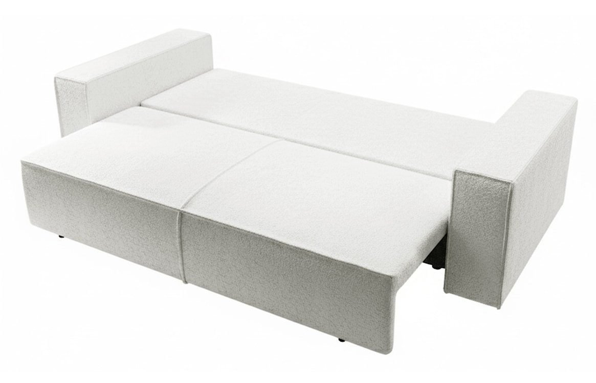 Kanapa rozkładana trzyosobowa Farese z pojemnikiem kremowa boucle  - zdjęcie 4