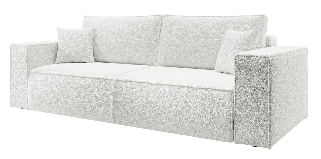 Kanapa rozkładana trzyosobowa Farese z pojemnikiem kremowa boucle  - zdjęcie 9