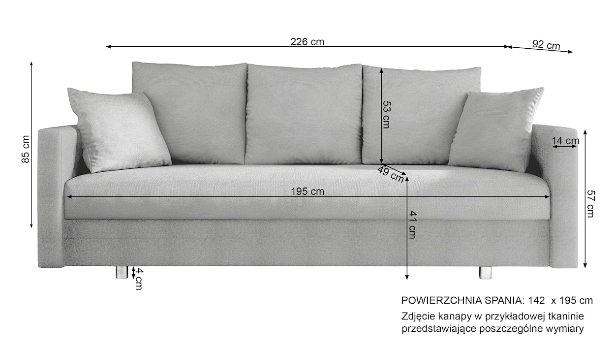 Kanapa rozkładana trzyosobowa Sharoma kremowa z pojemnikiem welur hydrofobowy  - zdjęcie 4