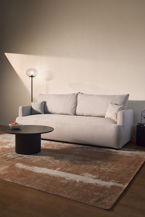 Kanapa rozkładana trzyosobowa Ovo mini z pojemnikiem szara welur łatwoczyszczący  - zdjęcie 9