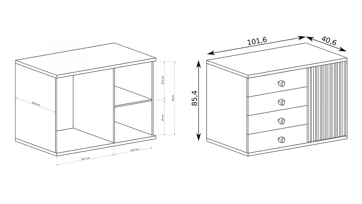 Komoda Lamelia z czterema szufladami i lamelami w kolorze Artisan  - zdjęcie 2