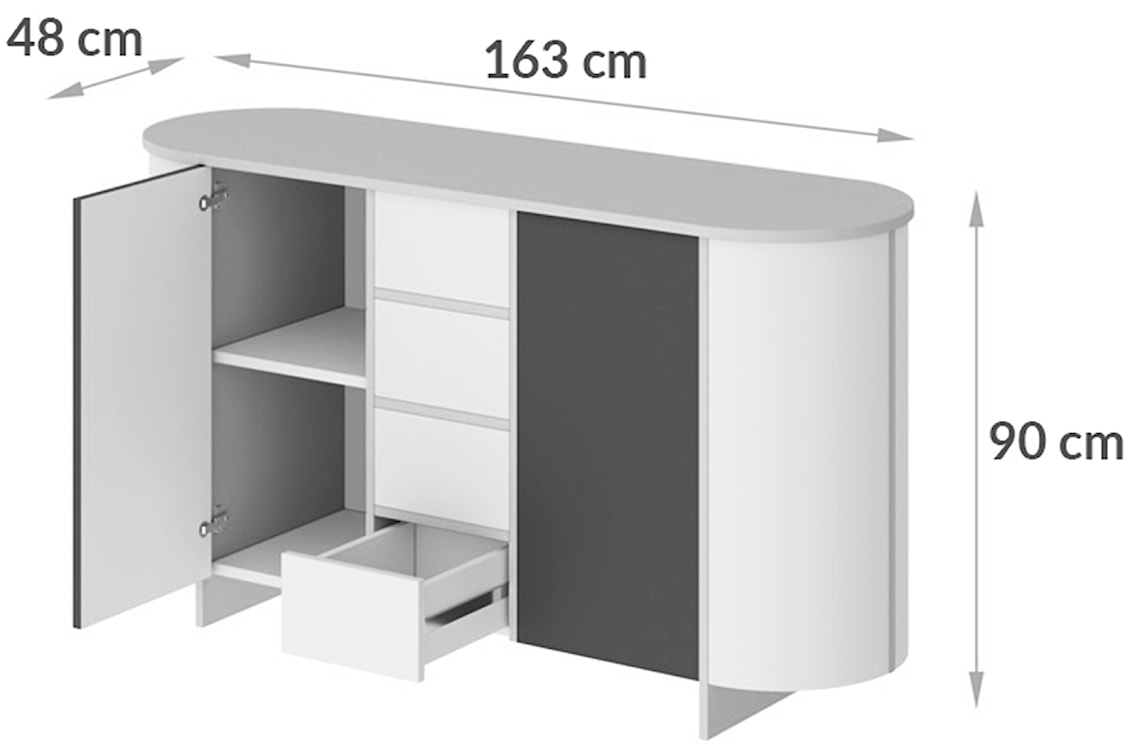 Komoda dwudrzwiowa Reflicy z czterema szufladami 163 cm granatowy mat  - zdjęcie 2