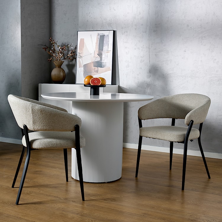 Krzesło tapicerowane do jadalni Corallia beżowe boucle  - zdjęcie 3