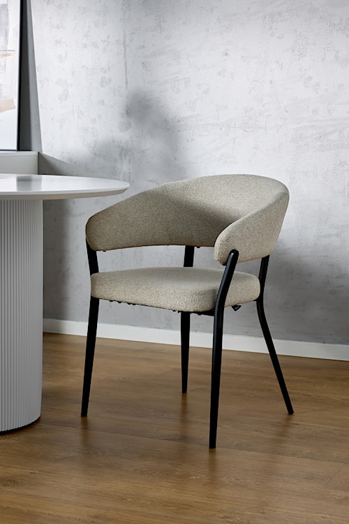 Krzesło tapicerowane do jadalni Corallia beżowe boucle  - zdjęcie 5