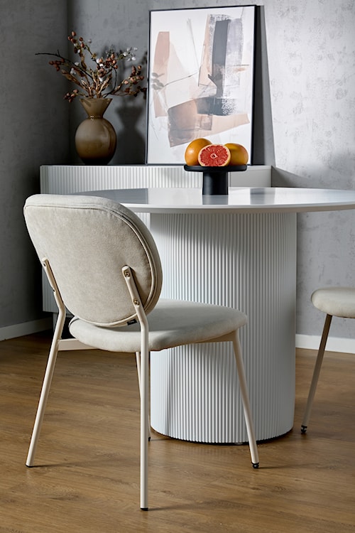 Krzesło tapicerowane Broctalm w tkaninie hydrofobowej jasnobeżowy szenil  - zdjęcie 7