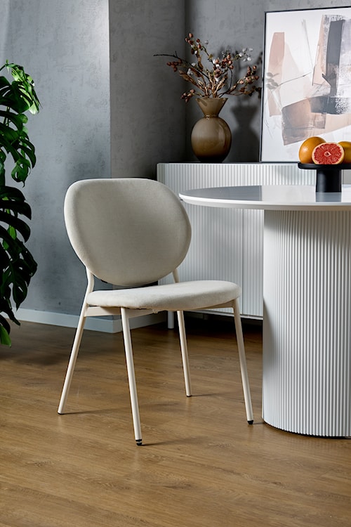 Krzesło tapicerowane Broctalm w tkaninie hydrofobowej jasnobeżowy szenil  - zdjęcie 3