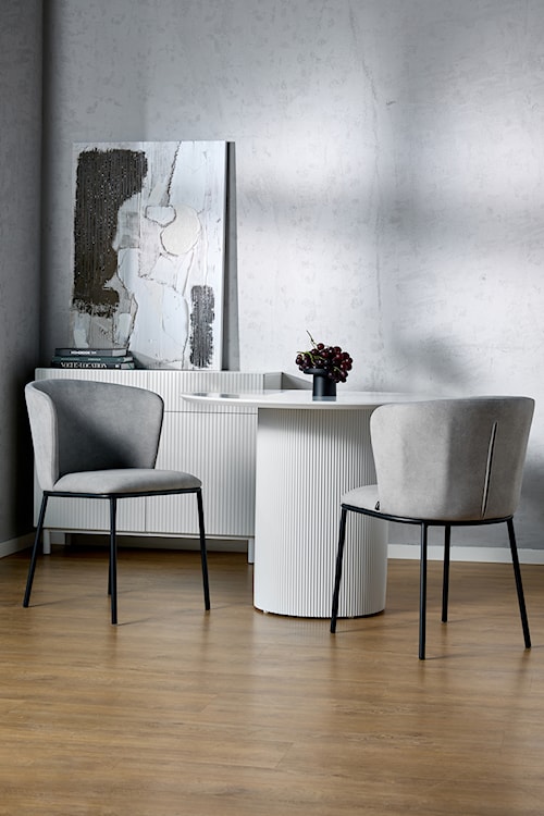 Krzesło tapicerowane Carble w tkaninie łatwoczyszczącej jasnoszary welur  - zdjęcie 4