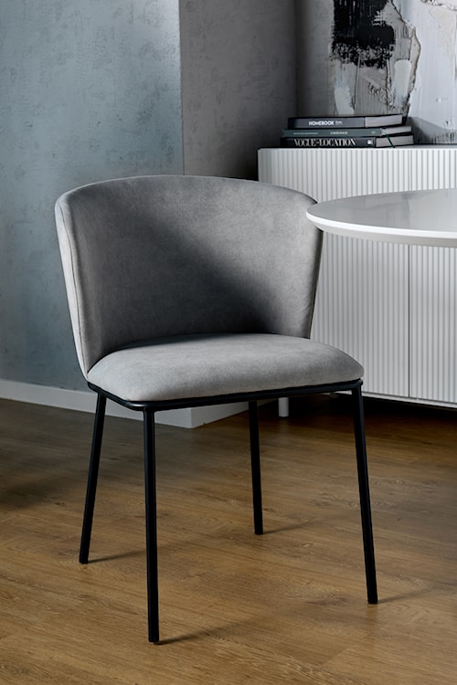 Krzesło tapicerowane Carble w tkaninie łatwoczyszczącej jasnoszary welur  - zdjęcie 6