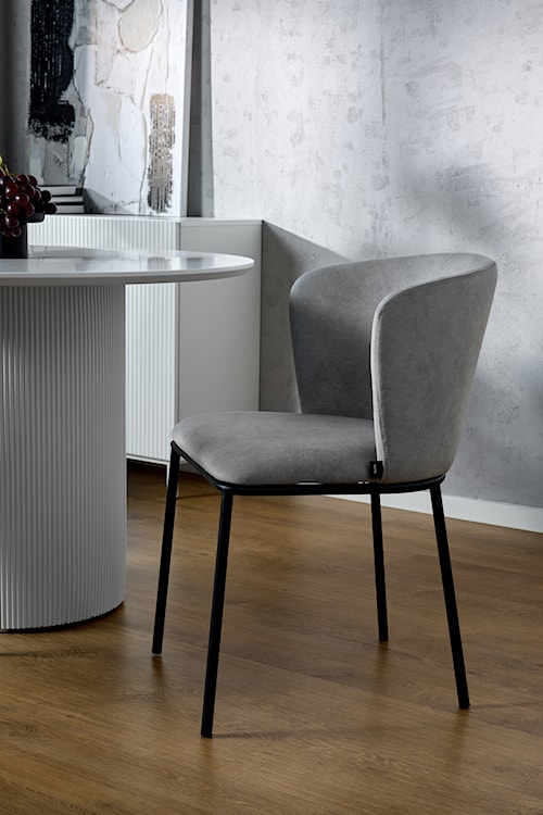 Krzesło tapicerowane Carble w tkaninie łatwoczyszczącej jasnoszary welur  - zdjęcie 8