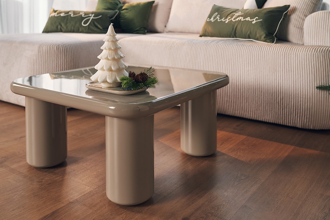 Stolik kawowy Vellity 70x70 cm beżowy wysoki połysk  - zdjęcie 5