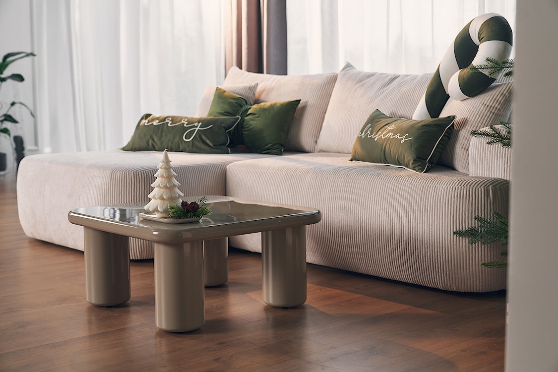 Stolik kawowy Vellity 70x70 cm beżowy wysoki połysk  - zdjęcie 7