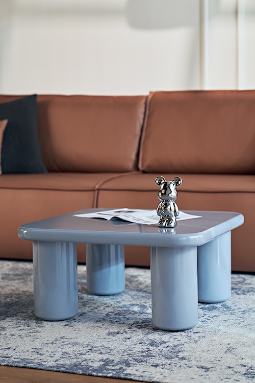 Stolik kawowy Vellity 70x70 cm błękitny wysoki połysk  - zdjęcie 3