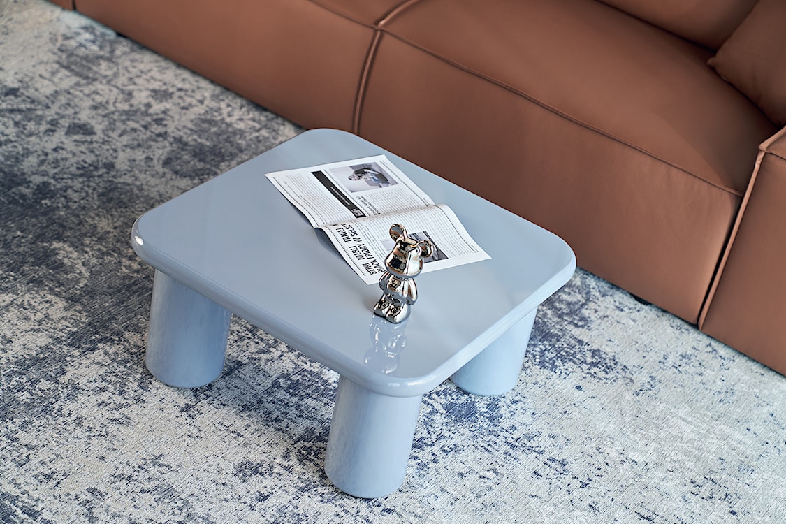 Stolik kawowy Vellity 70x70 cm błękitny wysoki połysk  - zdjęcie 7