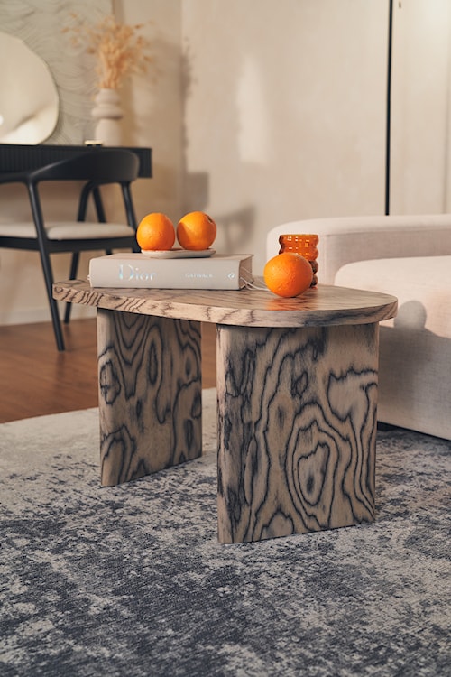 Stolik kawowy Ritony 70x45 cm dąb bielony z czarnym usłojeniem  - zdjęcie 3