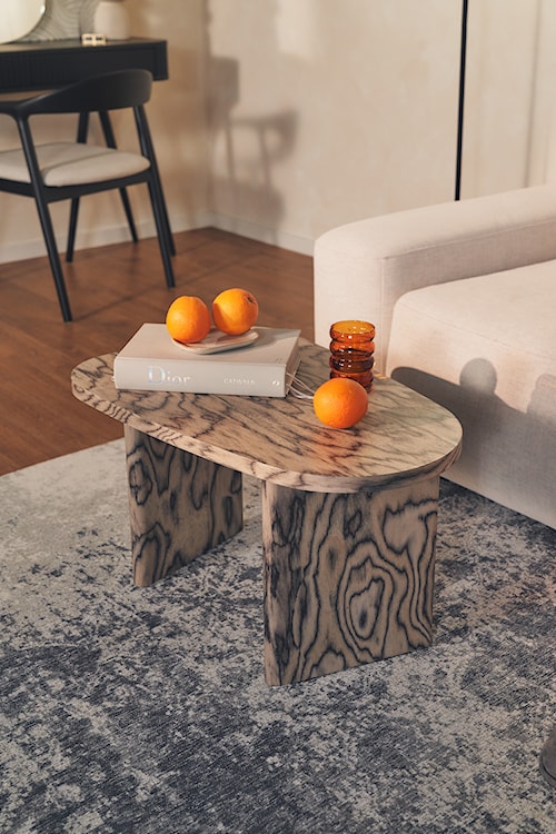 Stolik kawowy Ritony 70x45 cm dąb bielony z czarnym usłojeniem  - zdjęcie 5