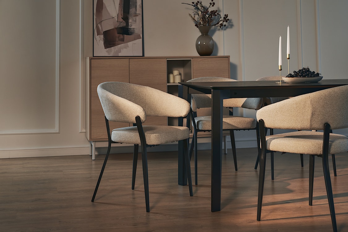 Krzesło tapicerowane do jadalni Corallia beżowe boucle  - zdjęcie 11