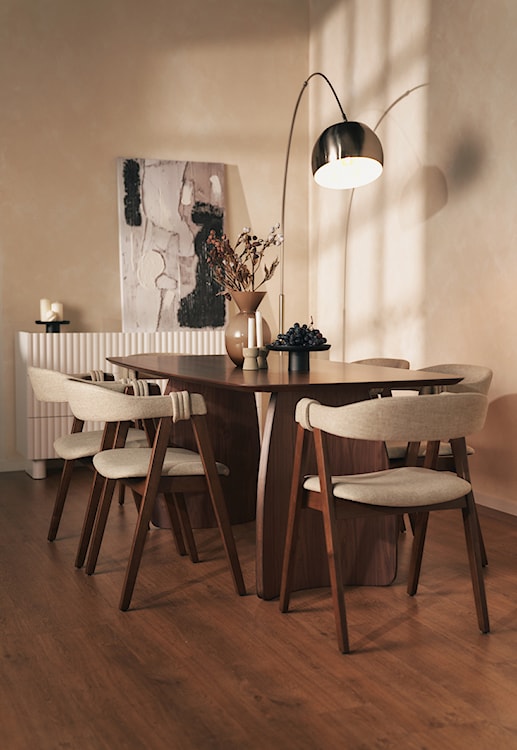 Krzesło drewniane do jadalni Inneles orzech/beżowe  - zdjęcie 3