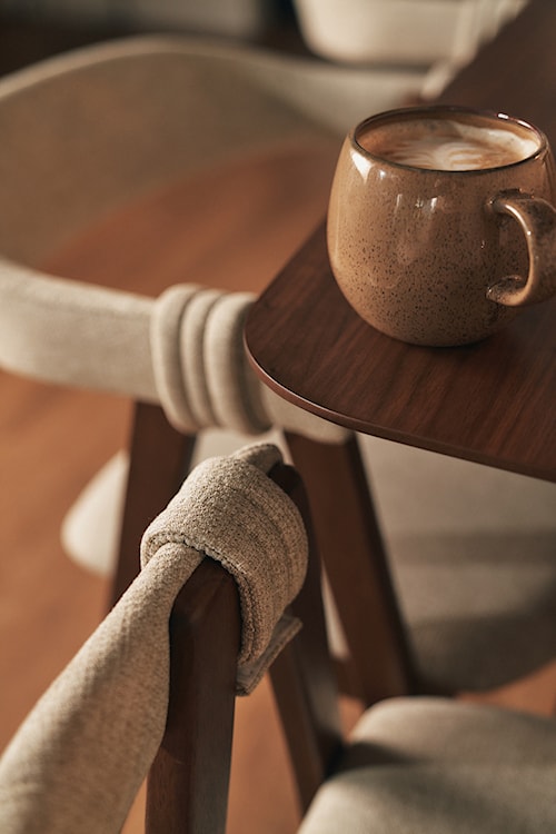 Krzesło drewniane do jadalni Inneles orzech/beżowe  - zdjęcie 7