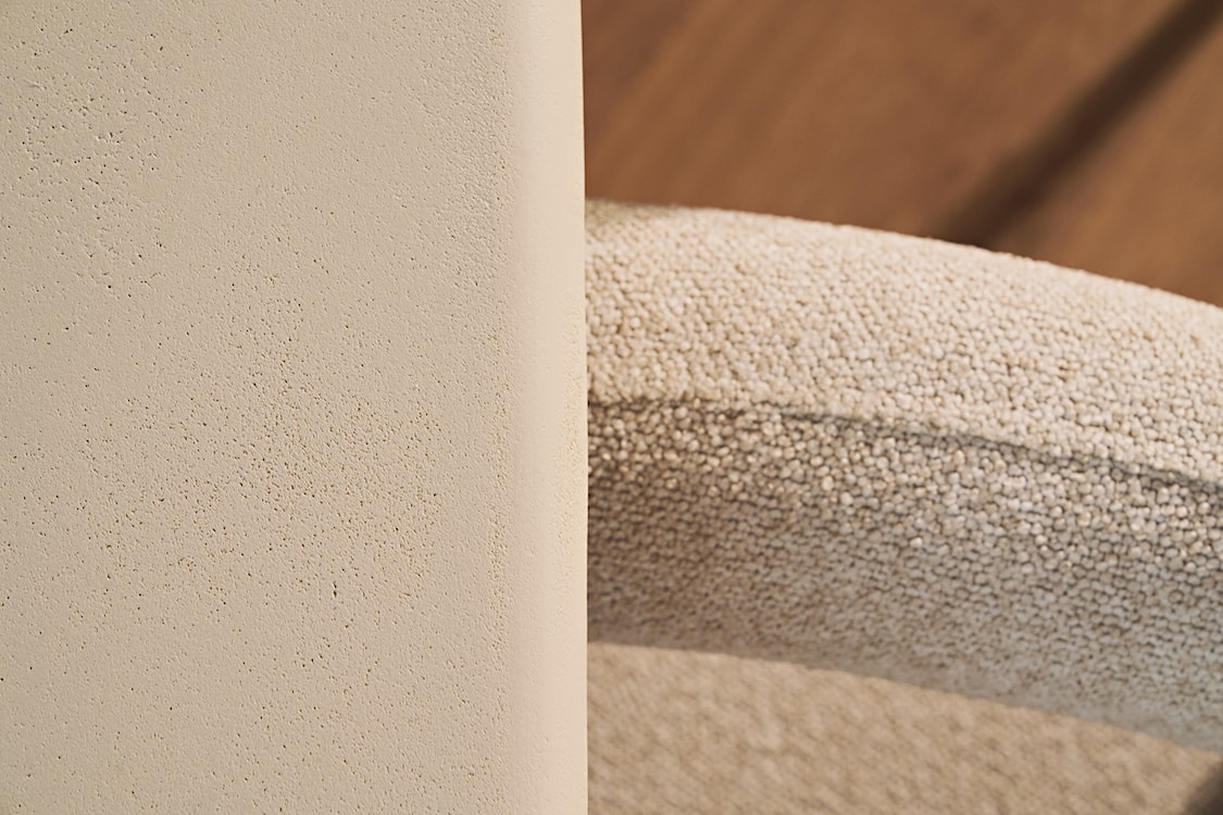 Krzesło tapicerowane do jadalni Pragess beżowe boucle/dąb naturalny  - zdjęcie 10