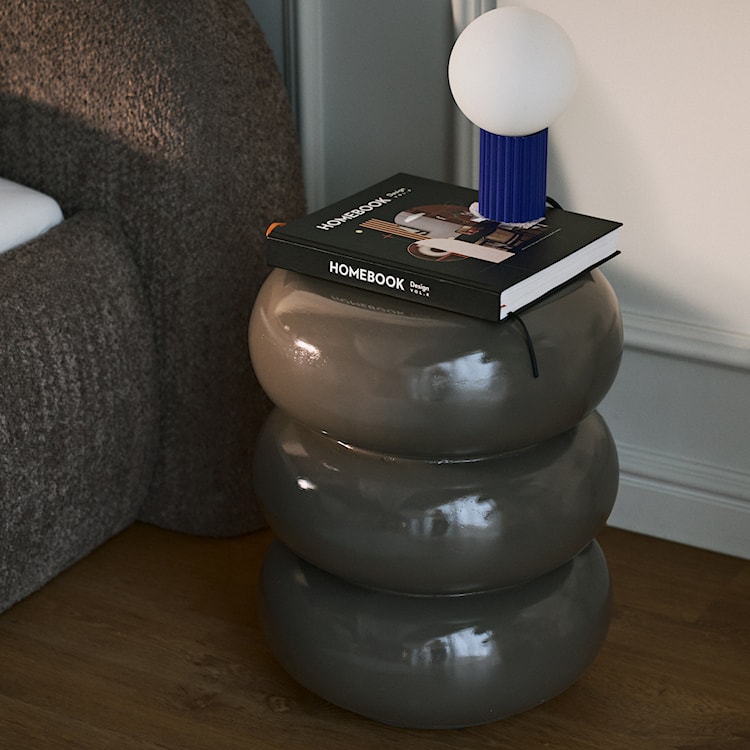 Stolik boczny Rosolina okrągły 35,5 cm brązowy wysoki połysk  - zdjęcie 3