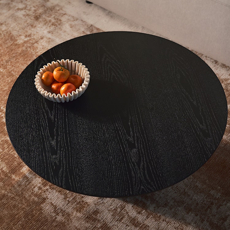 Stolik kawowy Tarnel okrągły średnica 80 cm fornir czarny jesion  - zdjęcie 5