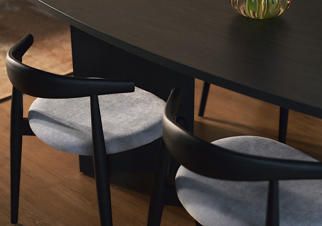 Krzesło drewniane do jadalni Dinesse w tkaninie łatwoczyszczącej szary szenil/czarny  - zdjęcie 8