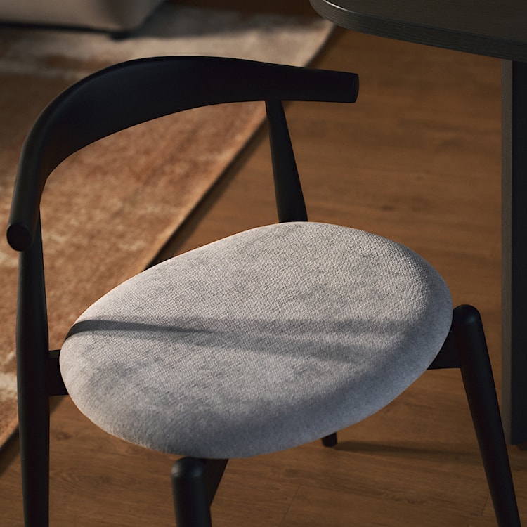 Krzesło drewniane do jadalni Dinesse w tkaninie łatwoczyszczącej szary szenil/czarny  - zdjęcie 12