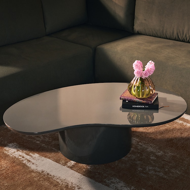 Stolik kawowy Tratesse 130x77 cm szary wysoki połysk  - zdjęcie 5