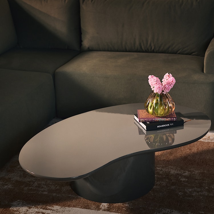 Stolik kawowy Tratesse 130x77 cm szary wysoki połysk  - zdjęcie 3