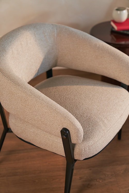 Fotel wypoczynkowy Symbled w tkaninie boucle beżowe  - zdjęcie 7