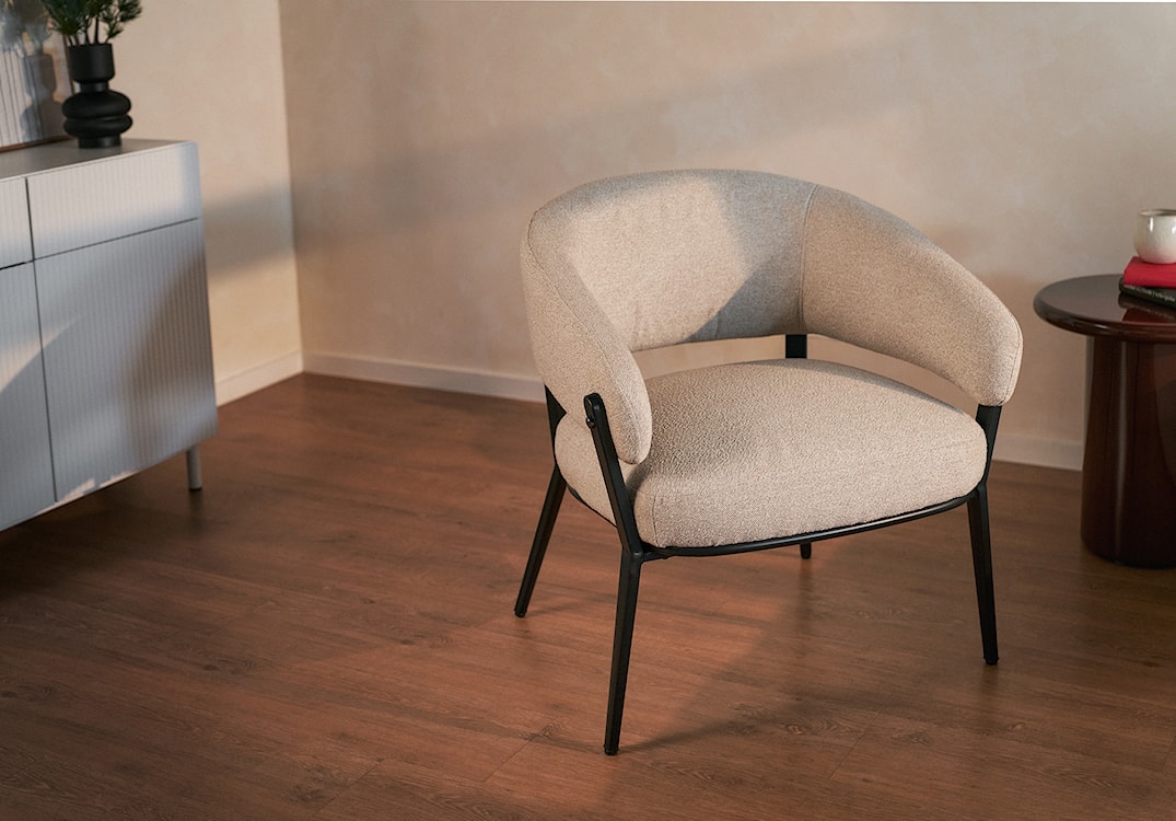 Fotel wypoczynkowy Symbled w tkaninie boucle beżowe  - zdjęcie 3