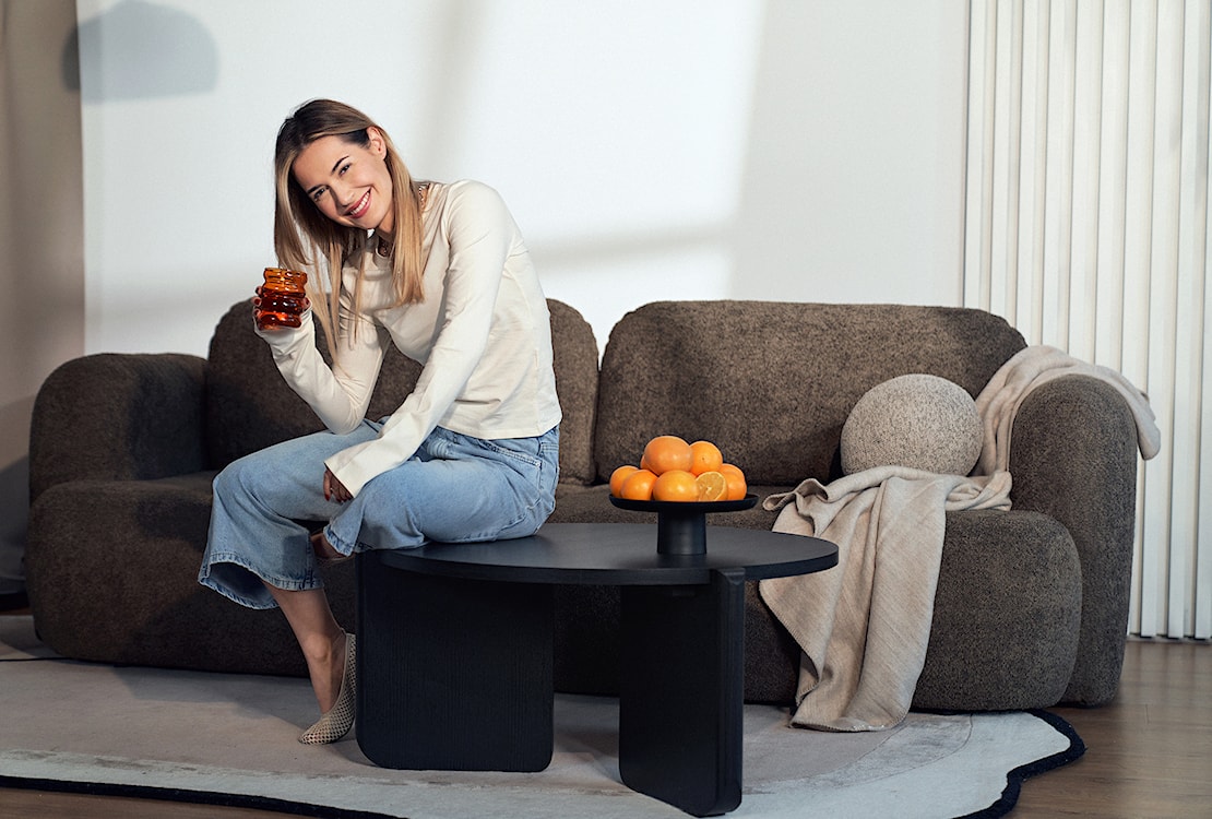 Stolik kawowy okrągły Preffines S średnica 80 cm jesion czarny  - zdjęcie 5