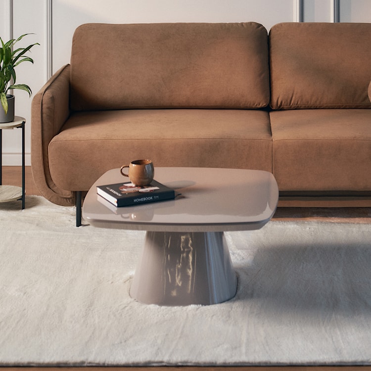 Stolik kawowy Adievent 80x80 cm jasnoszary wysoki połysk  - zdjęcie 3