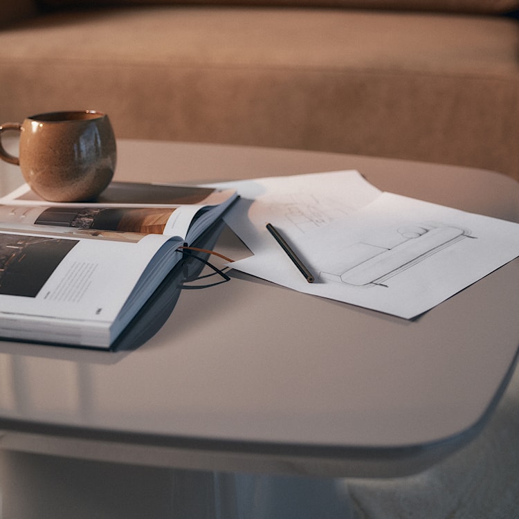 Stolik kawowy Adievent 80x80 cm jasnoszary wysoki połysk  - zdjęcie 7