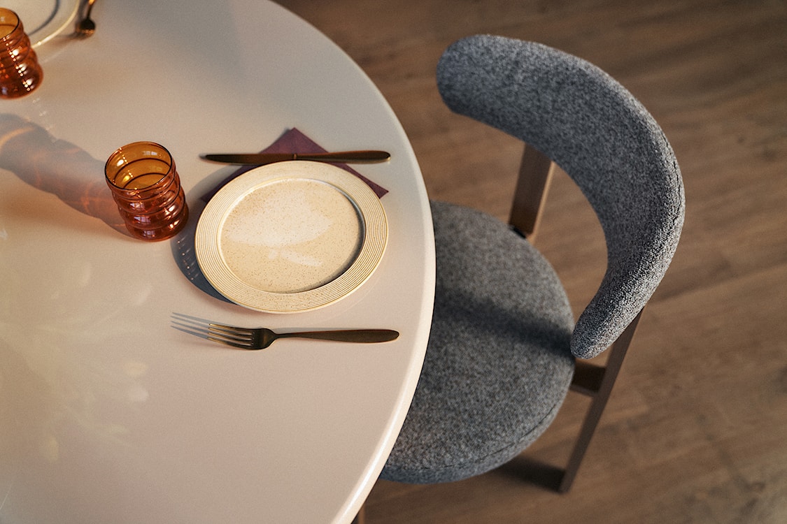 Krzesło tapicerowane do jadalni Afinatte brązowe boucle  - zdjęcie 7