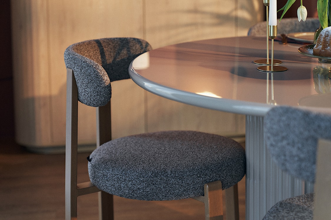 Krzesło tapicerowane do jadalni Afinatte brązowe boucle  - zdjęcie 5