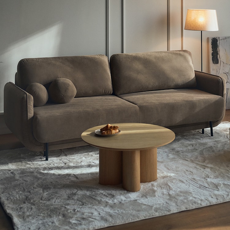 Stolik kawowy Etially okrągły 80 cm dąb naturalny fornir  - zdjęcie 3